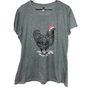 Women’s Fun Christmas Chicken Tshirt By Instant Message Sz XL Holiday Chicken